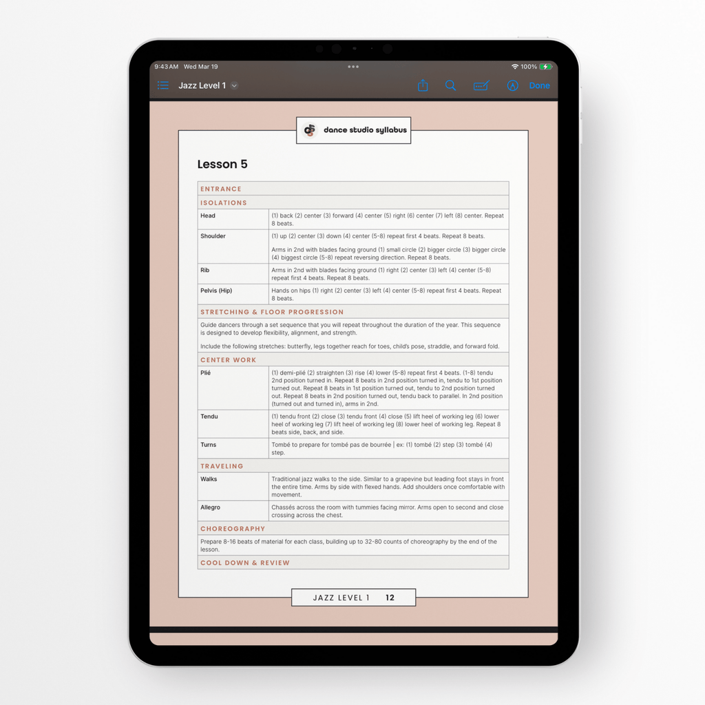 Jazz Level 1 (Digital) - Dance Studio Syllabus