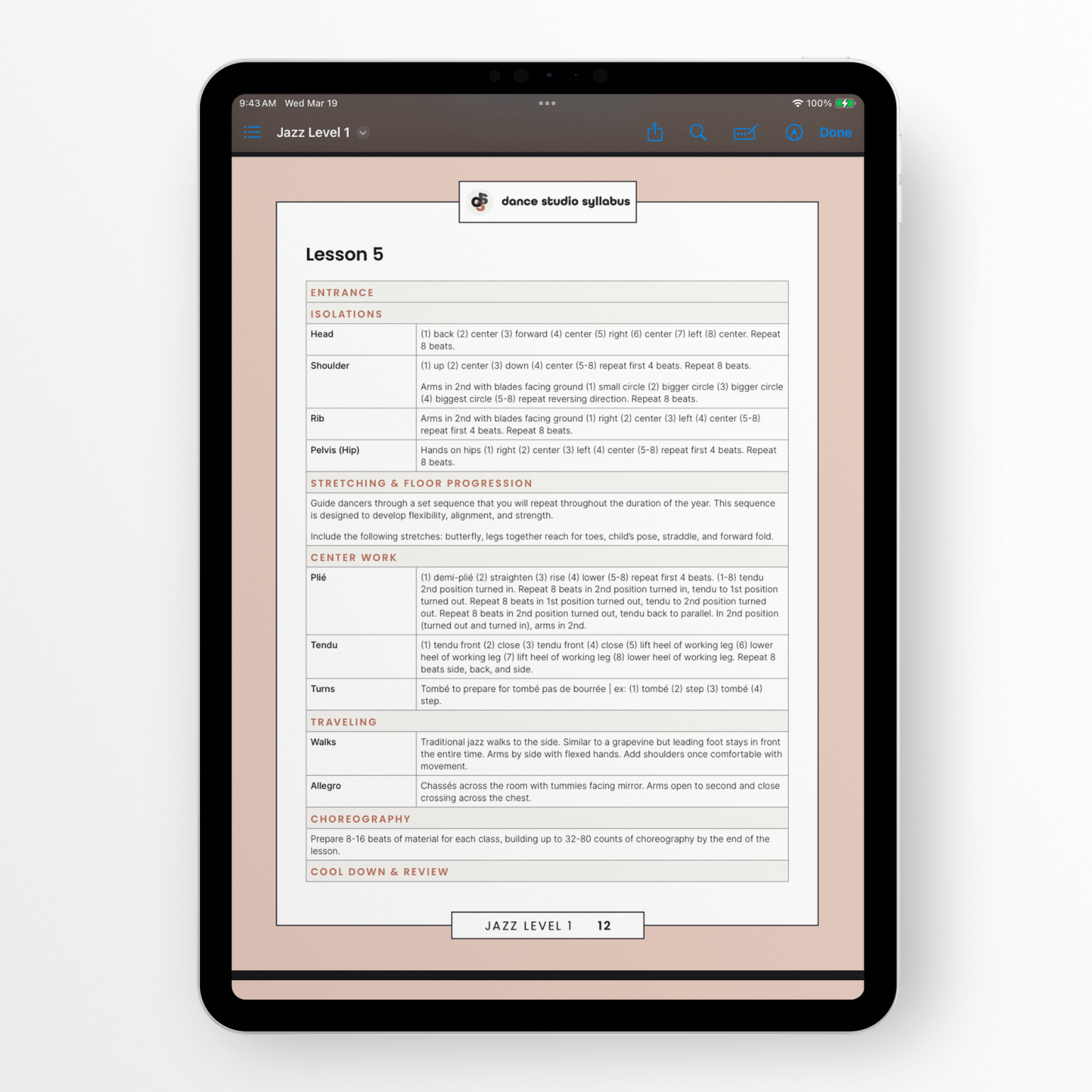 Jazz Level 1 (Digital) - Dance Studio Syllabus