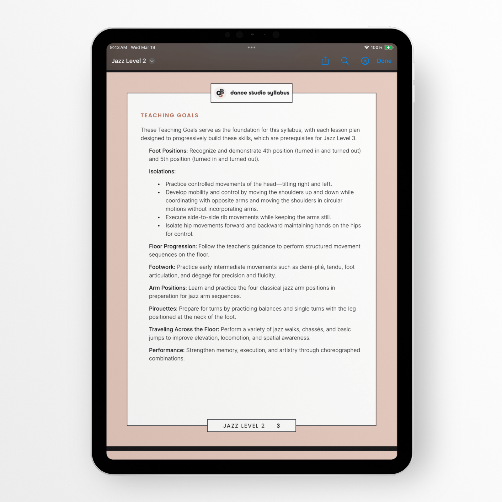 Jazz Level 2 (Digital) - Dance Studio Syllabus