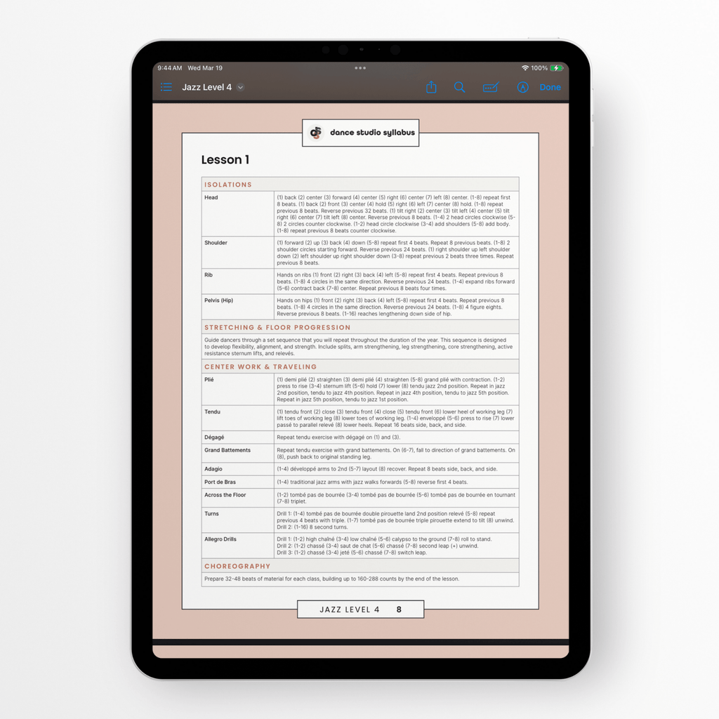 Jazz Level 4 (Digital) - Dance Studio Syllabus