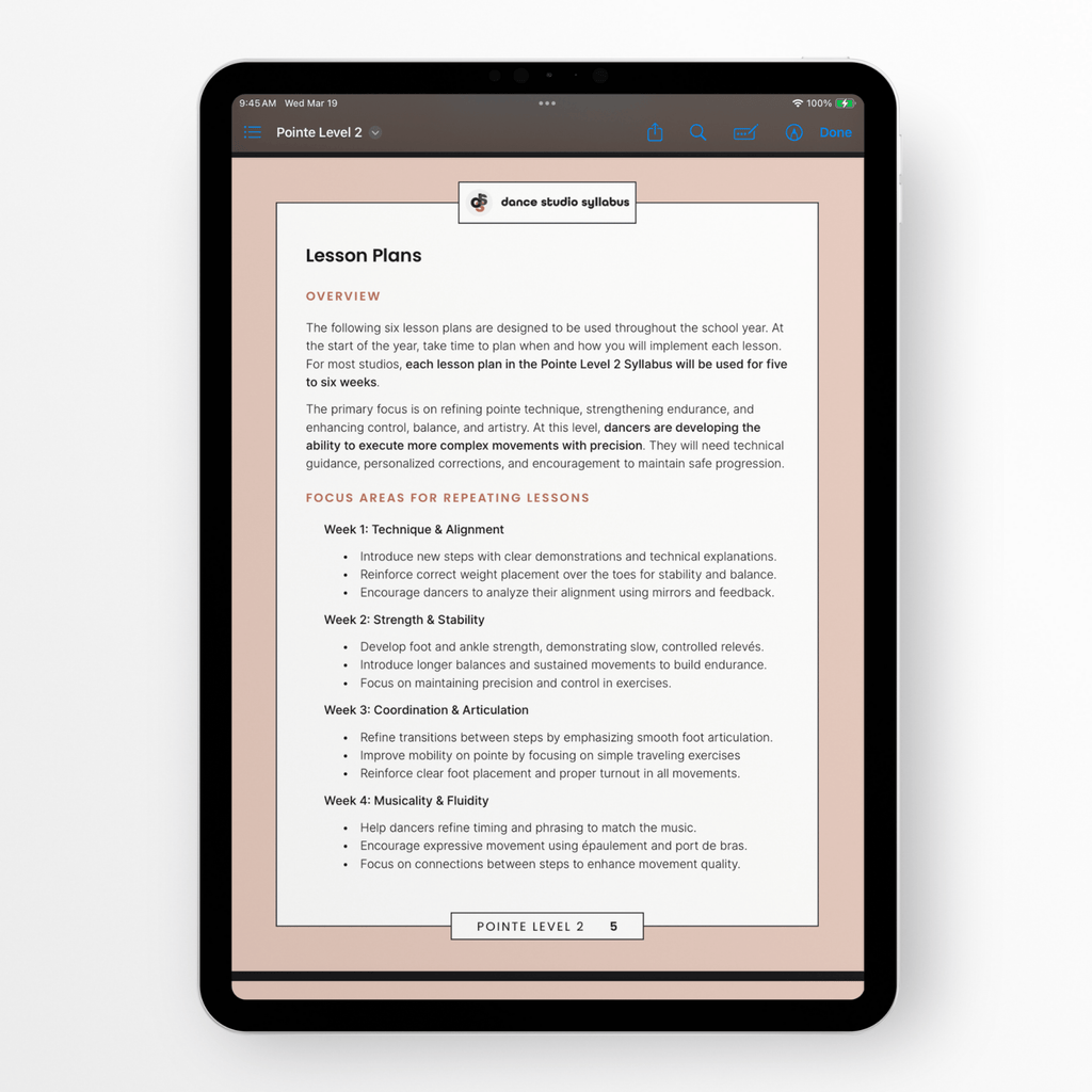 Pointe Level 2 (Digital) - Dance Studio Syllabus