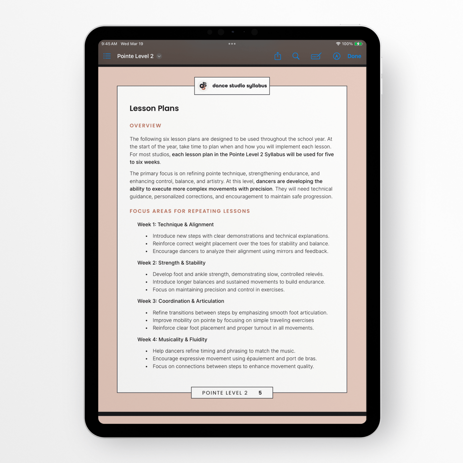 Pointe Level 2 (Digital) - Dance Studio Syllabus